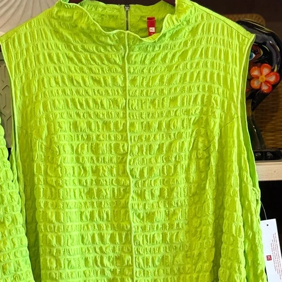 IC Collection Lime Sleeveless High Neck Textured Dress Merrow jacket XS - Picture 8 of 12